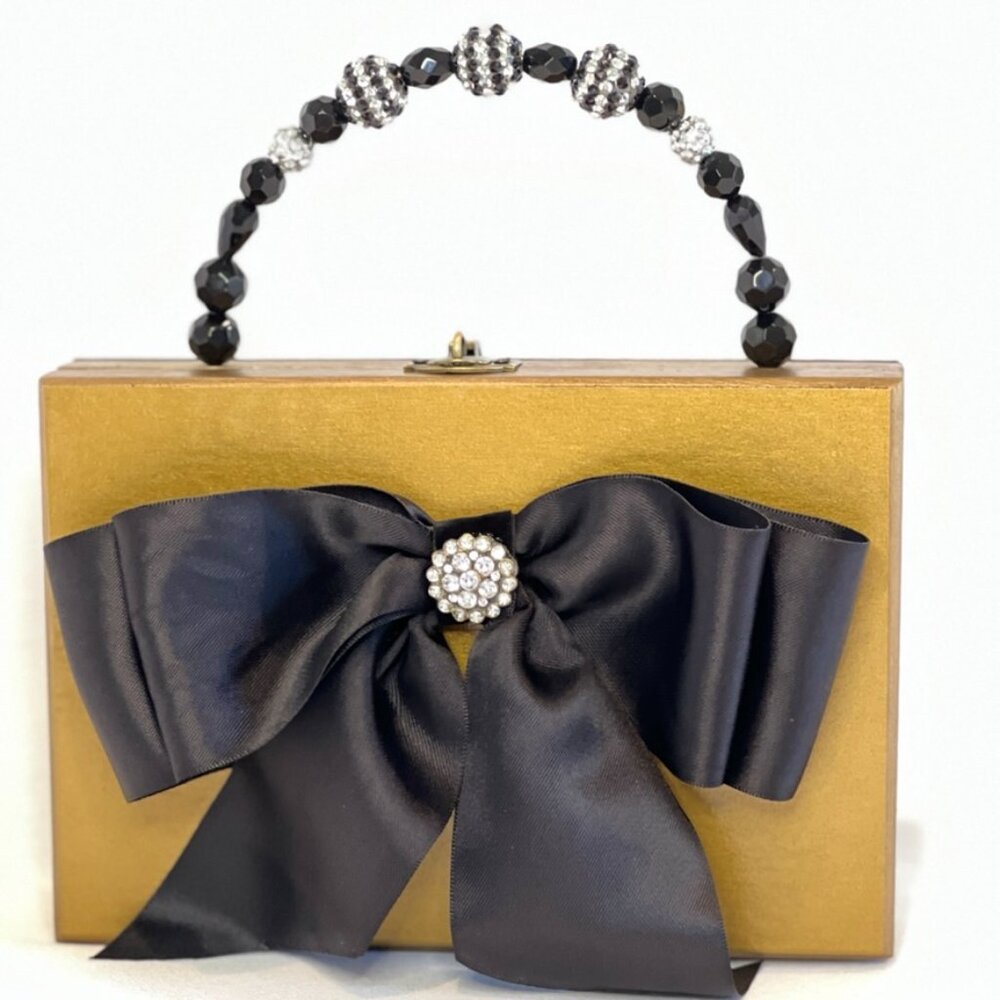 Gold & Black Bow Evening Bag